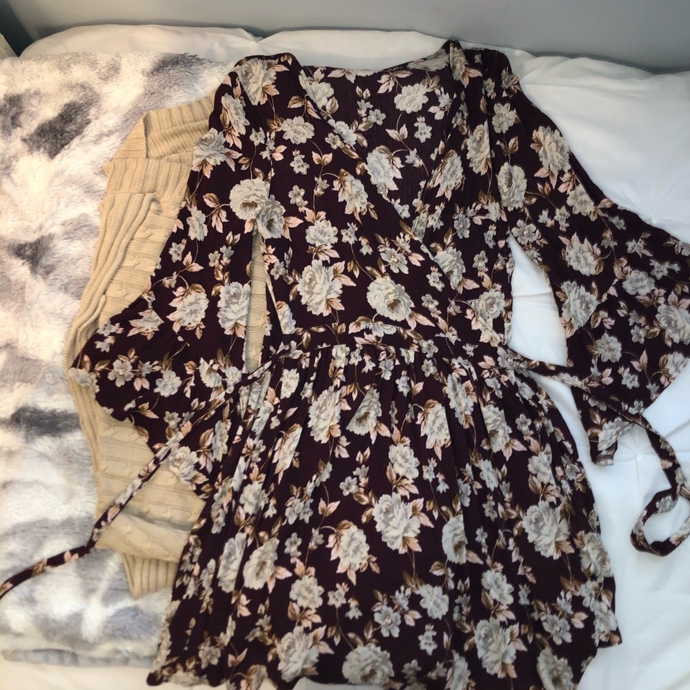 American Eagle Floral Wrap Dress